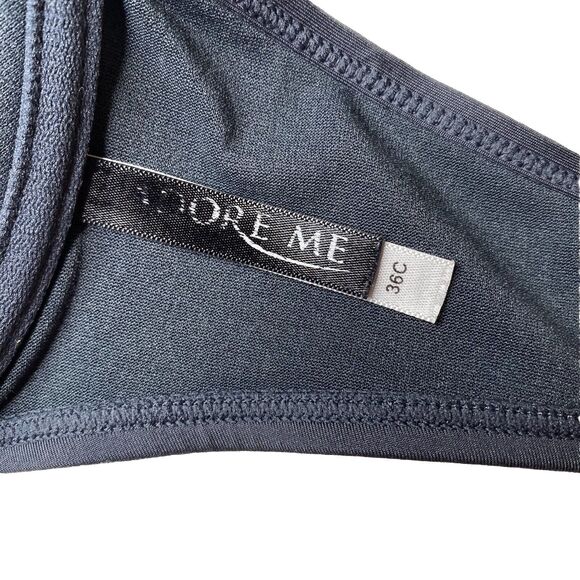 Adore Me Grey Gray Halter Tie Neck Bikini Top Strappy  Swimwear Top Size 36C - Picture 3 of 5